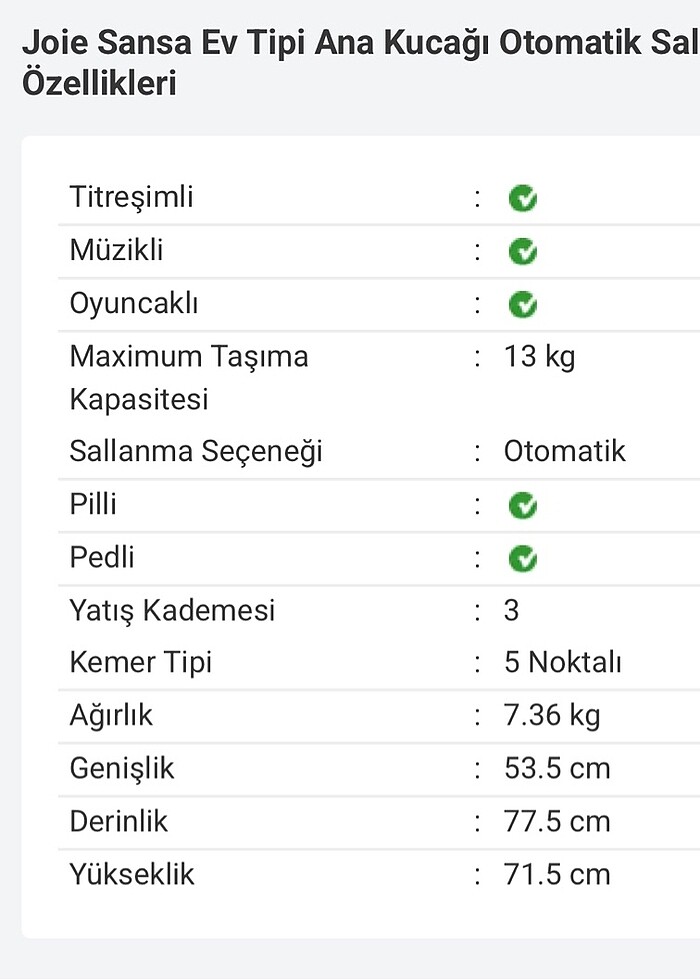 Joie Sansa Ev Tipi Ana Kucağı Otomatik Salıncak - Görsel 2