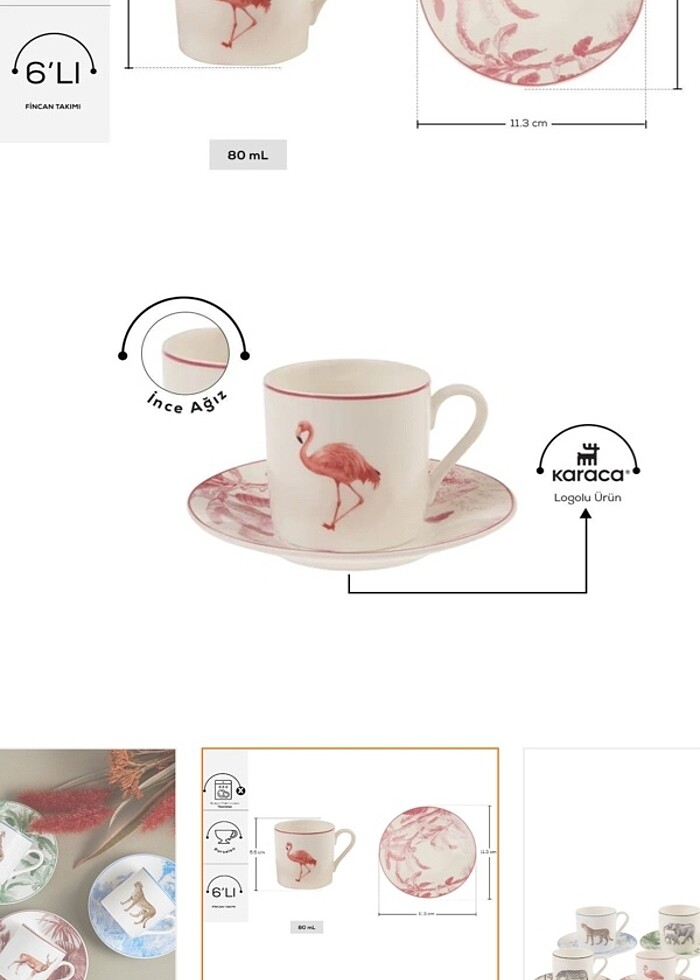 KARACA JUNGLE 6 KİŞİLİK FİNCAN TAKIMI - Görsel 3