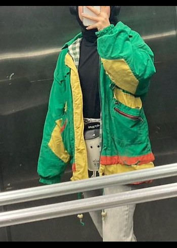 Diğer Yeşil Sarı Renkli vintage mont