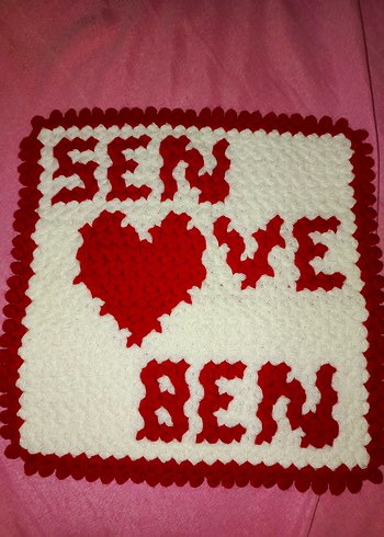 Kırmızı Beyaz Örgü Banyo Süngeriu - Görsel 3