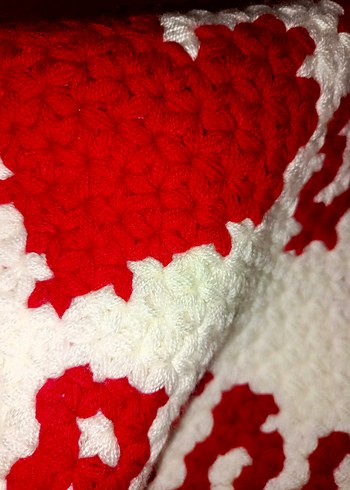 Kırmızı Beyaz Örgü Banyo Süngeriu - Görsel 2