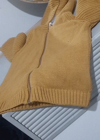 hardal sarı Örgü çocuk Triko hırka - Görsel 2