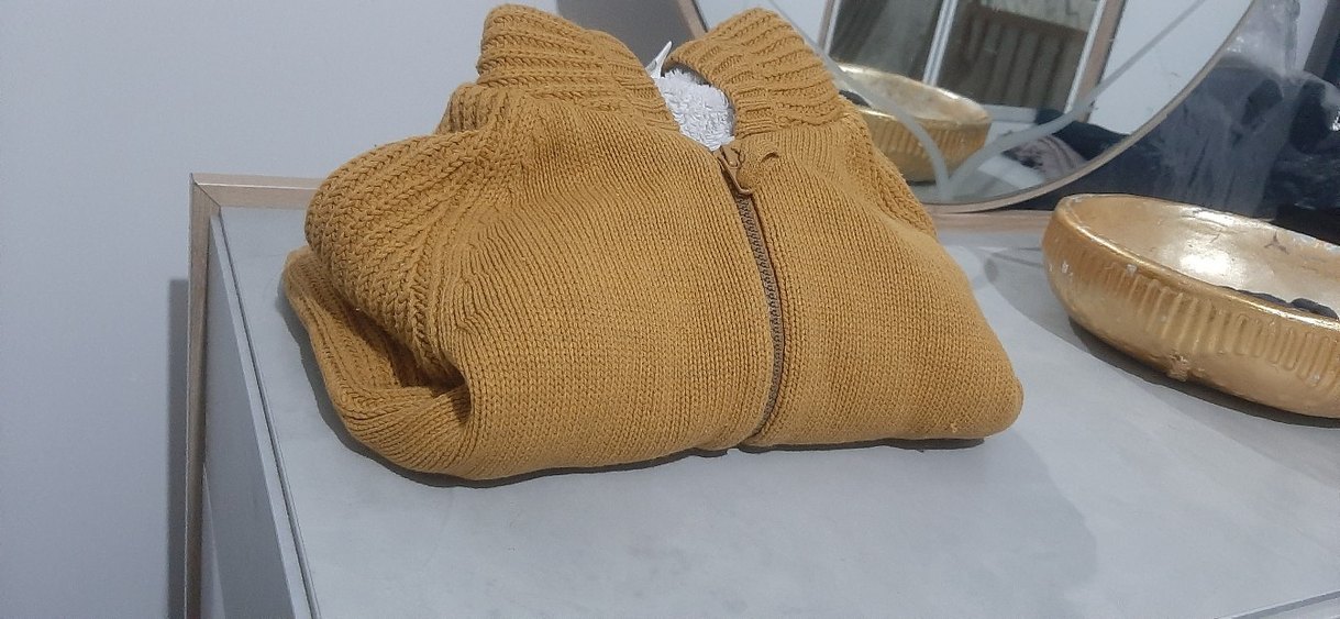 hardal sarı Örgü çocuk Triko hırka - Görsel 3