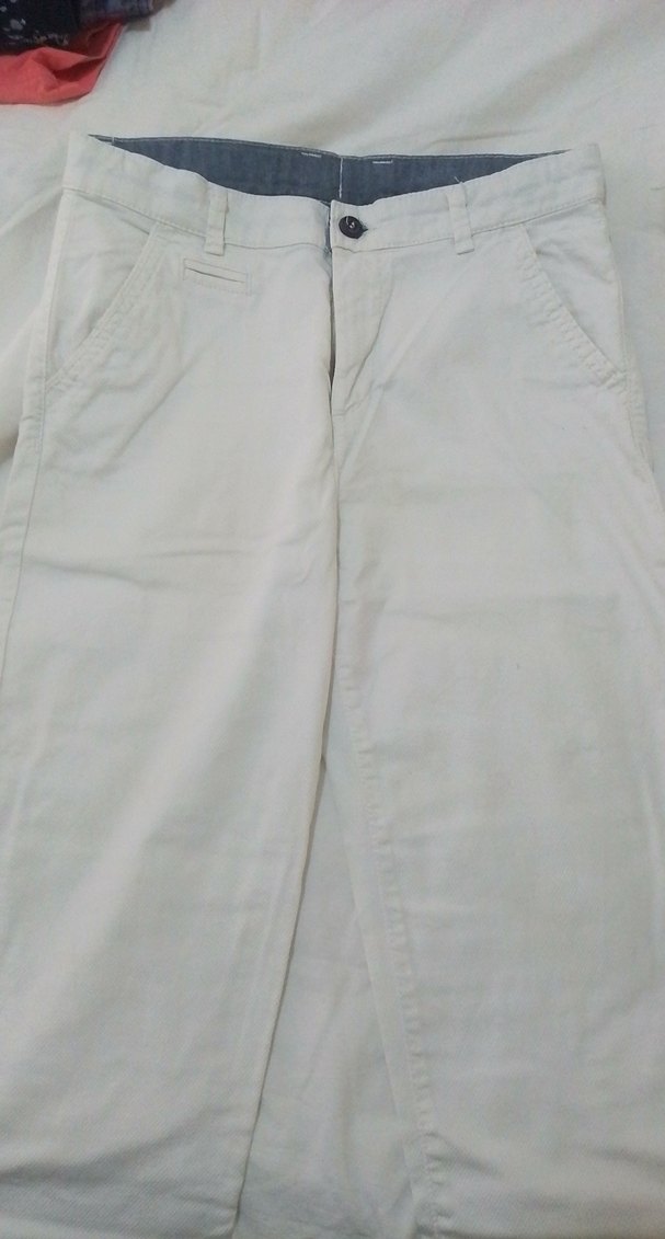 Düğmeli Beyaz Keten Erkek çocuk  Pantolon - Görsel 2