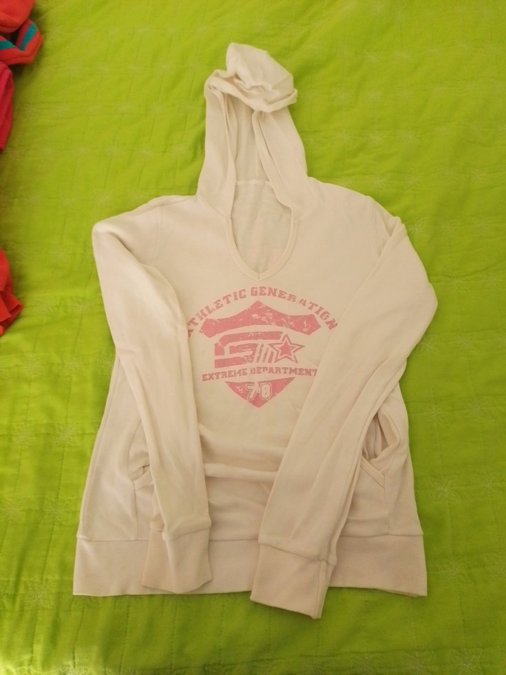 Beyaz Kapüşonlu Kadın Sweatshirt - Görsel 2