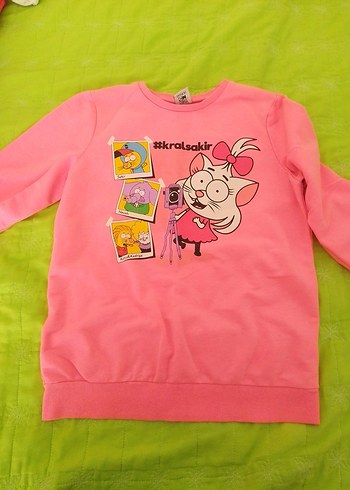 Kız Çocuk Pembe Uzun Kollu Baskılı Sweatshirt