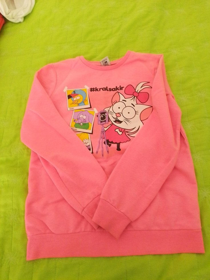 Kız Çocuk Pembe Uzun Kollu Baskılı Sweatshirt - Görsel 3