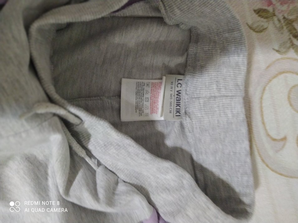 Gri Yanları Mor Şeritli Çocuk Eşofman - Görsel 5