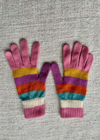 Renkli Çizgili Yün Eldiven - Görsel 3