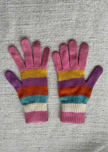 Renkli Çizgili Yün Eldiven - Görsel 2
