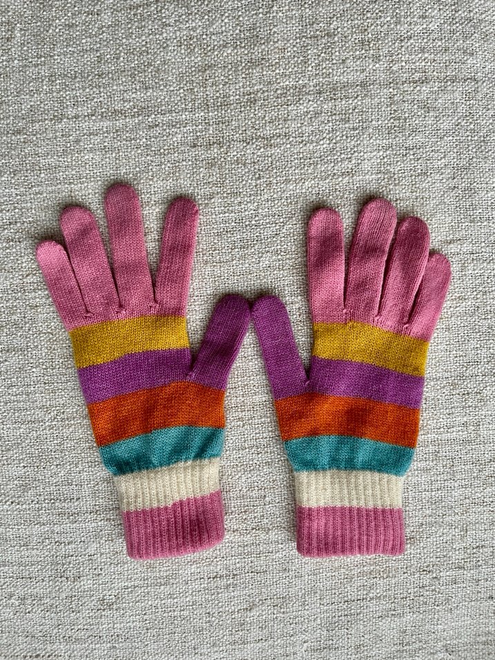 Renkli Çizgili Yün Eldiven - Görsel 3