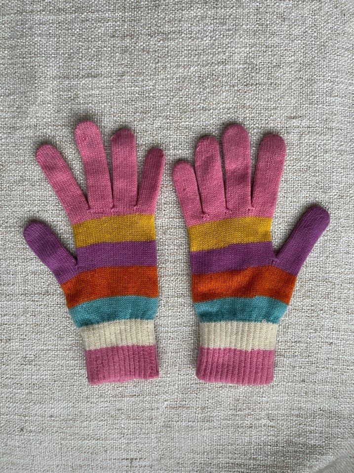 Renkli Çizgili Yün Eldiven - Görsel 2