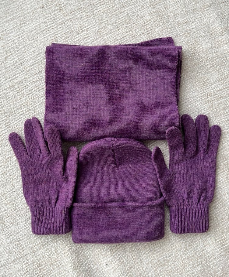 Mor Örgü Kadın Bere Eldiven Atkı Seti - Görsel 2