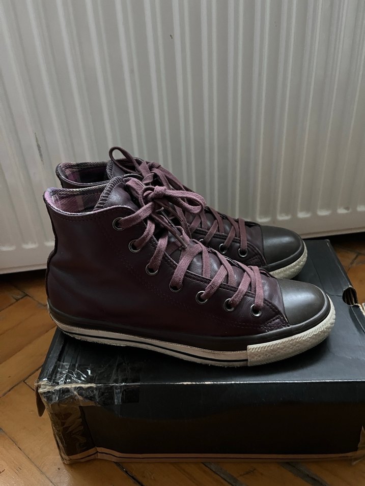 Converse Bordo Deri Spor Ayakkabı/ Bot - Görsel 2