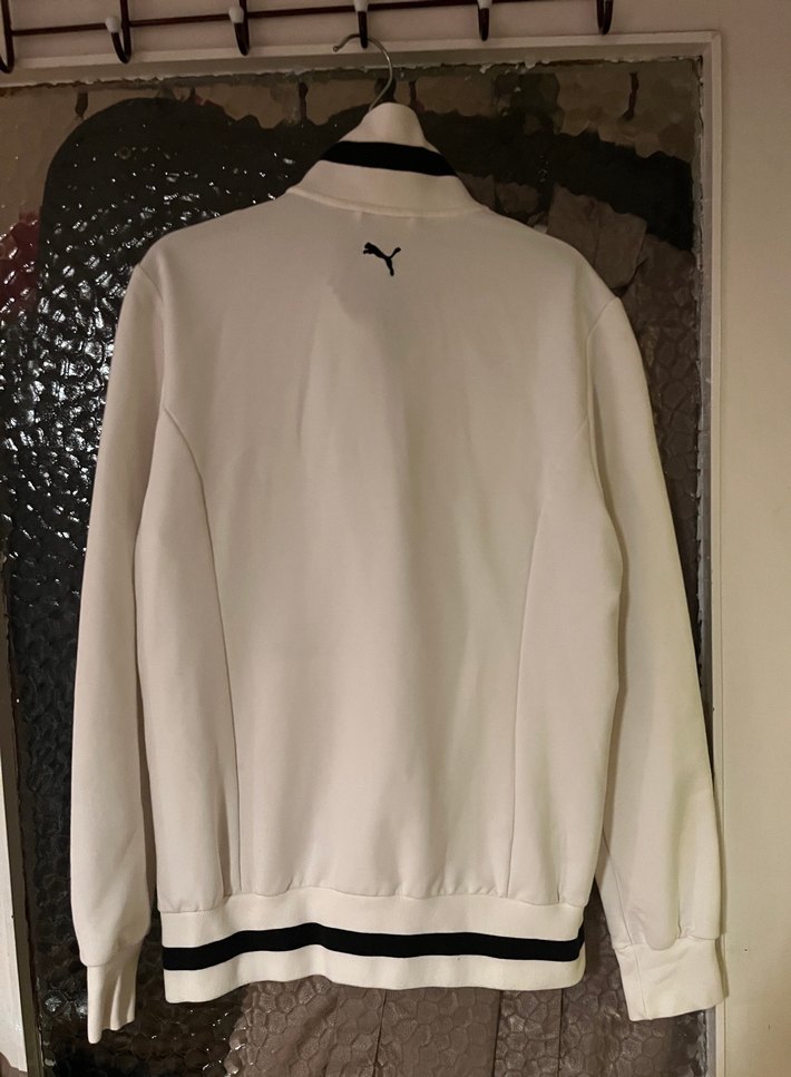 Puma Beyaz Siyah Biyeli Fermuarlı Spor Ceket - Görsel 3
