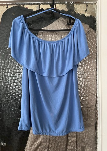 Tchibo Mavi Drapeli Kayık Yaka Bluz - Görsel 2
