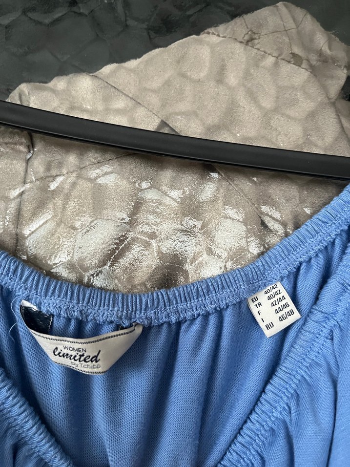 Tchibo Mavi Drapeli Kayık Yaka Bluz - Görsel 5