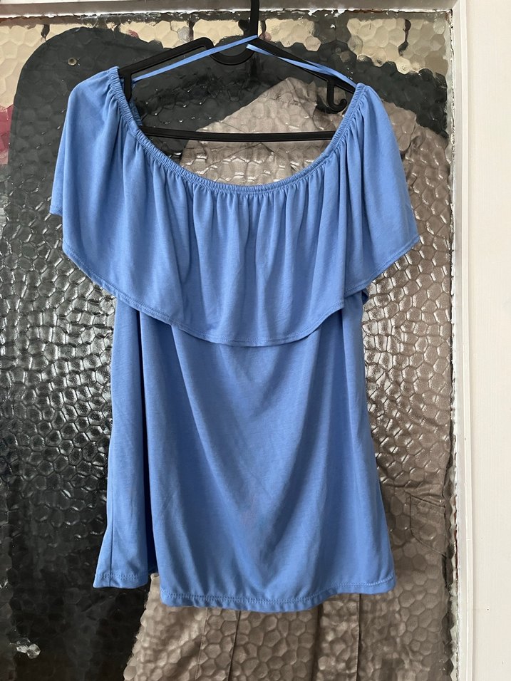 Tchibo Mavi Drapeli Kayık Yaka Bluz - Görsel 2