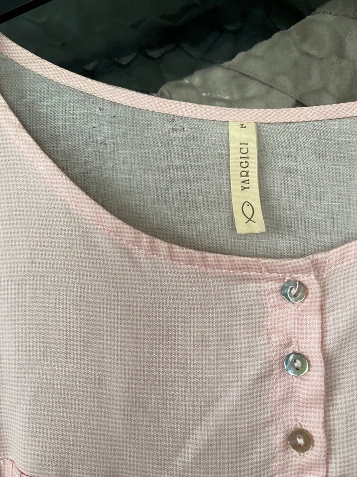 Yargıcı Pembe Kısa Kollu Pliseli Bluz - Görsel 5