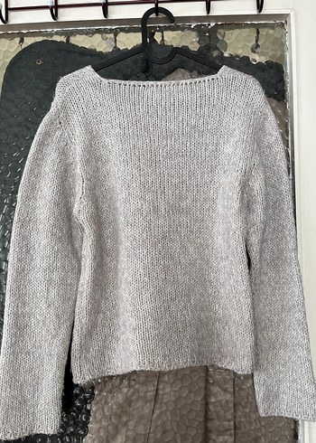 Vakko Gri Örgü Kadın Kazak - Görsel 3