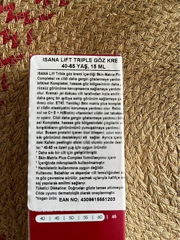  Beden Renk İsana Triple Lift Retinol Göz Kremi