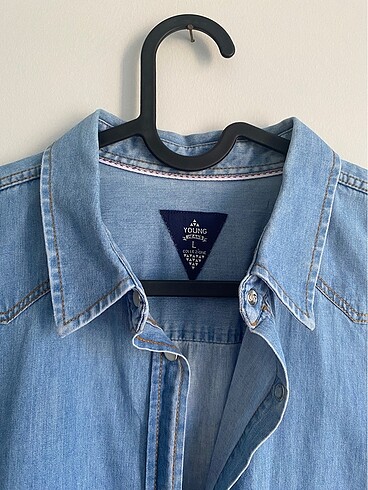 l Beden Uzun kollu kot gömlek denim mavi jeans manuka suud collection ma