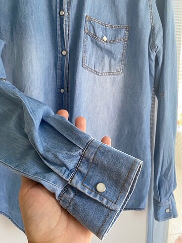 Collezione Uzun kollu kot gömlek denim mavi jeans manuka suud collection ma