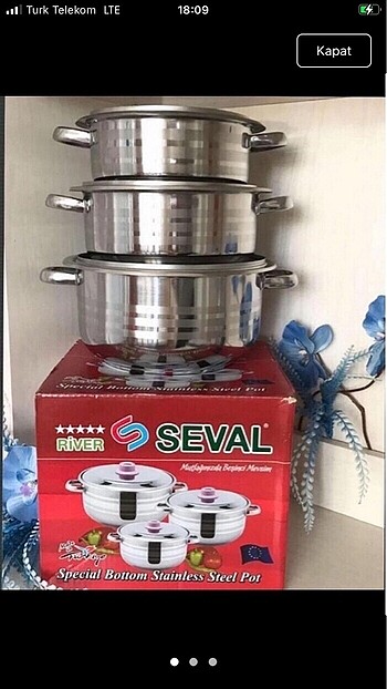 SEVAL 3Lü BÜYÜK BOY TENCERE SETİ