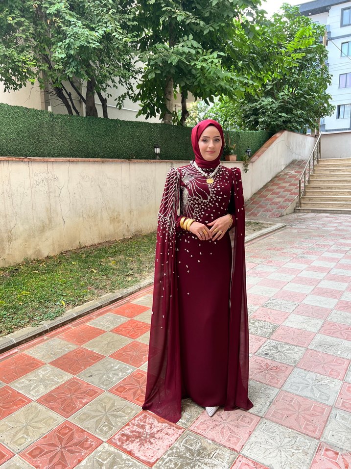 Bordo  Uzun Abiye - Görsel 2