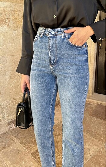 Zara BOYFİT PAÇA KESİK ZRA JEAN ORTA MAVİ