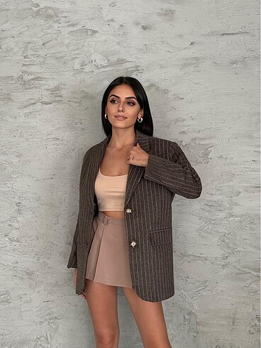 KAŞE ÇİZGİLİ BLAZER CEKET