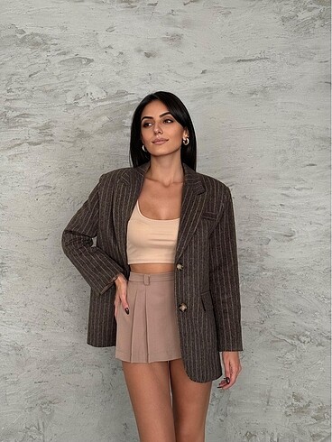 m Beden KAŞE ÇİZGİLİ BLAZER CEKET