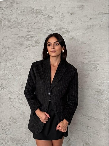 KAŞE ÇİZGİLİ BLAZER CEKET