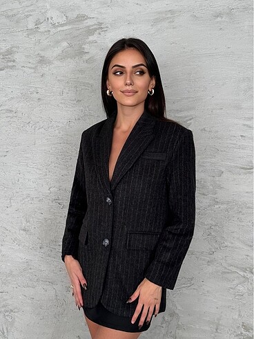 KAŞE ÇİZGİLİ BLAZER CEKET