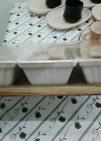 Kütahya Porselen 6li bambu kapaklı kahvaltı takımı