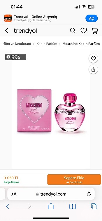 Beden Orijinal moschino parfüm.free shop?tan alınmıştır.faturası vardı
