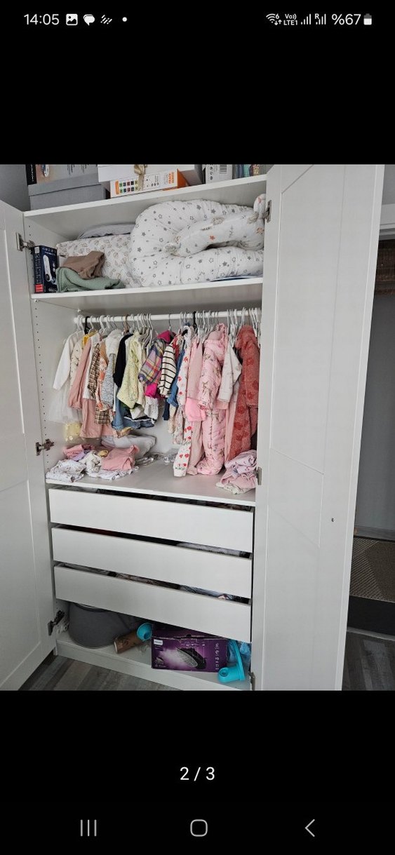 ikea Beyaz Çocuk Dolabı Ahşap Kulplu - Görsel 2