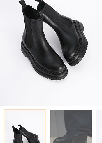 Siyah Blok Topuklu Sokak Stili Kadın Bot - Görsel 4