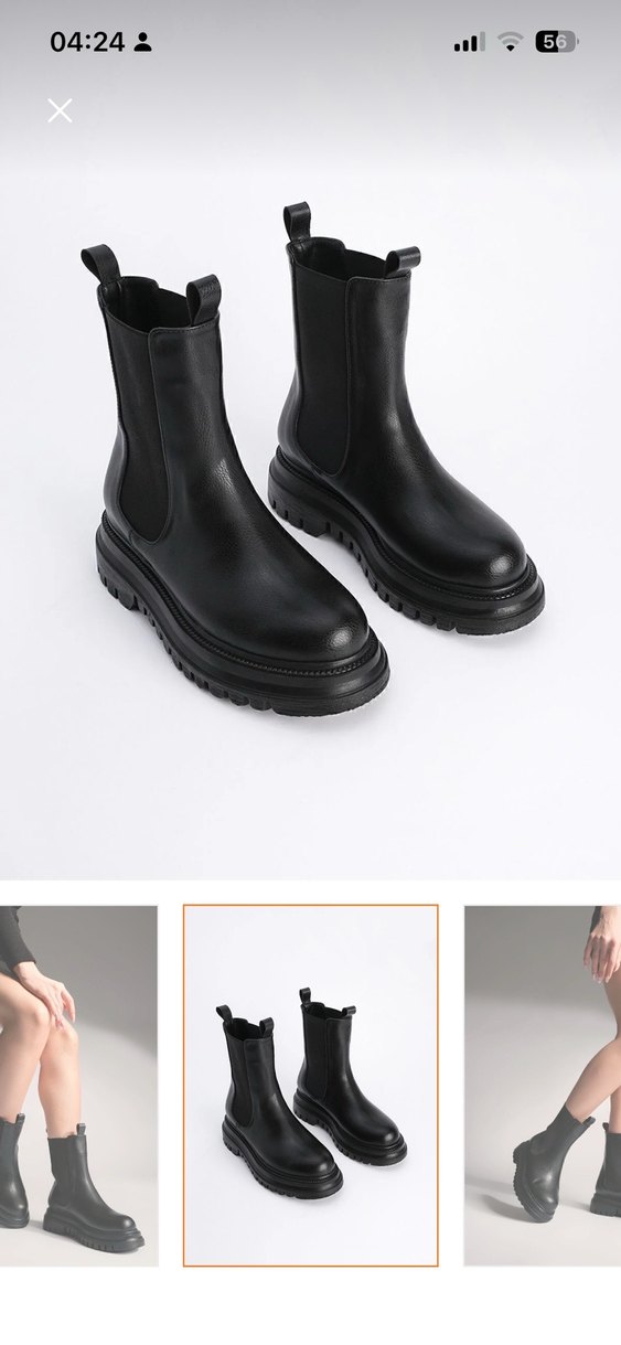 Siyah Blok Topuklu Sokak Stili Kadın Bot - Görsel 2