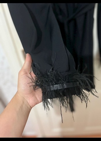 Kuşaklı Siyah Uzun Kollu Uzun Elbise - Görsel 2