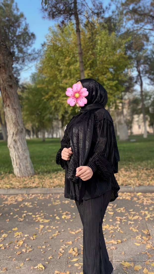 Siyah ikili kadife takım - Görsel 2