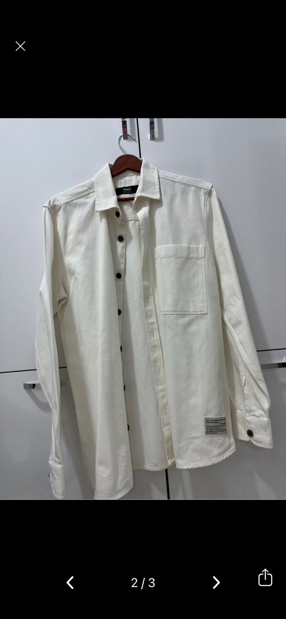 Düğmeli Beyaz Keten Kadın Gömlek - Görsel 2