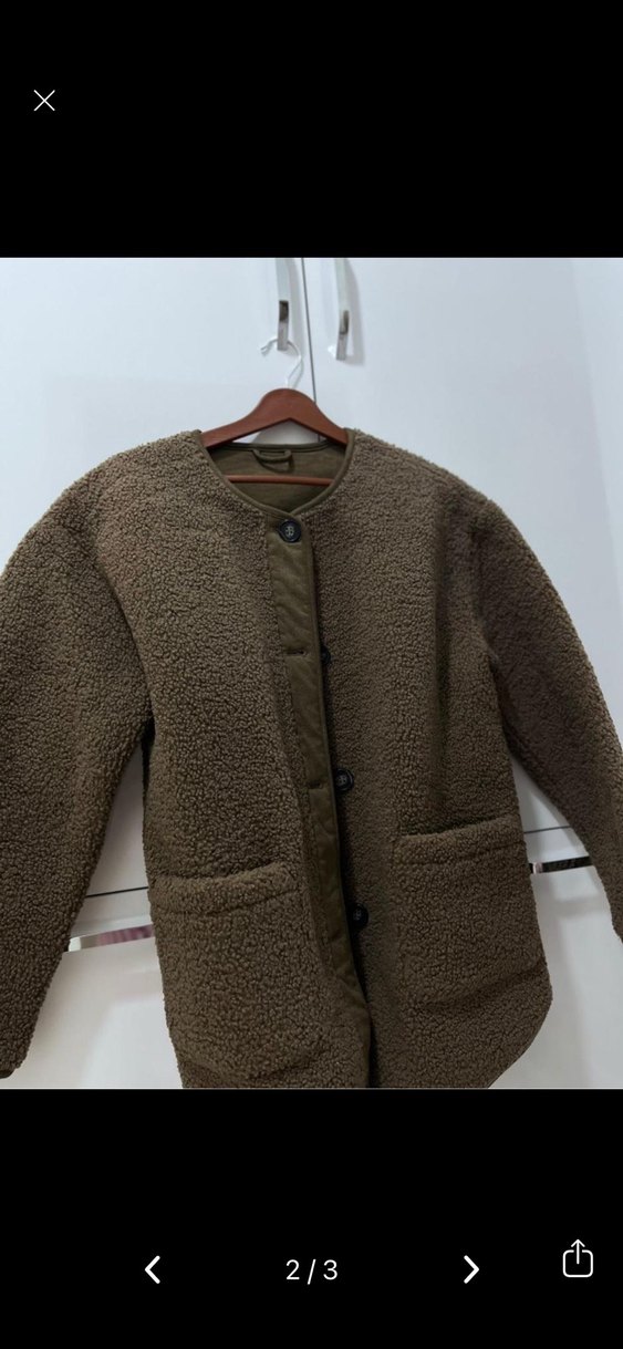Düğmeli Kahverengi Kadın Yün Ceket - Görsel 2