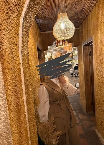 Beli Kemerli Yelek Ve Pantolonlu İkili Takım 