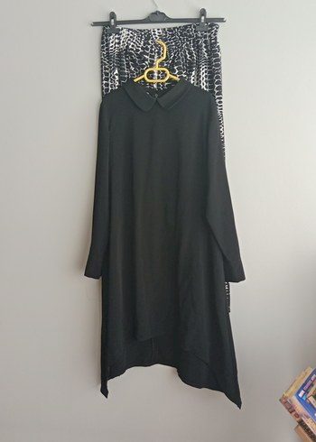 Uzun Siyah Gotik Dökümlü Tunik takım
