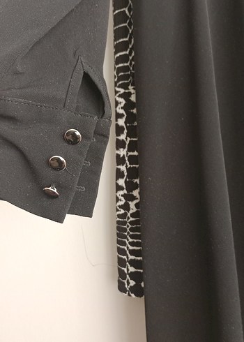 40 Beden Uzun Siyah Gotik Dökümlü Tunik takım