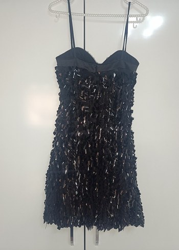 Koton Siyah Payetli Mini Abiye Elbise - Görsel 7