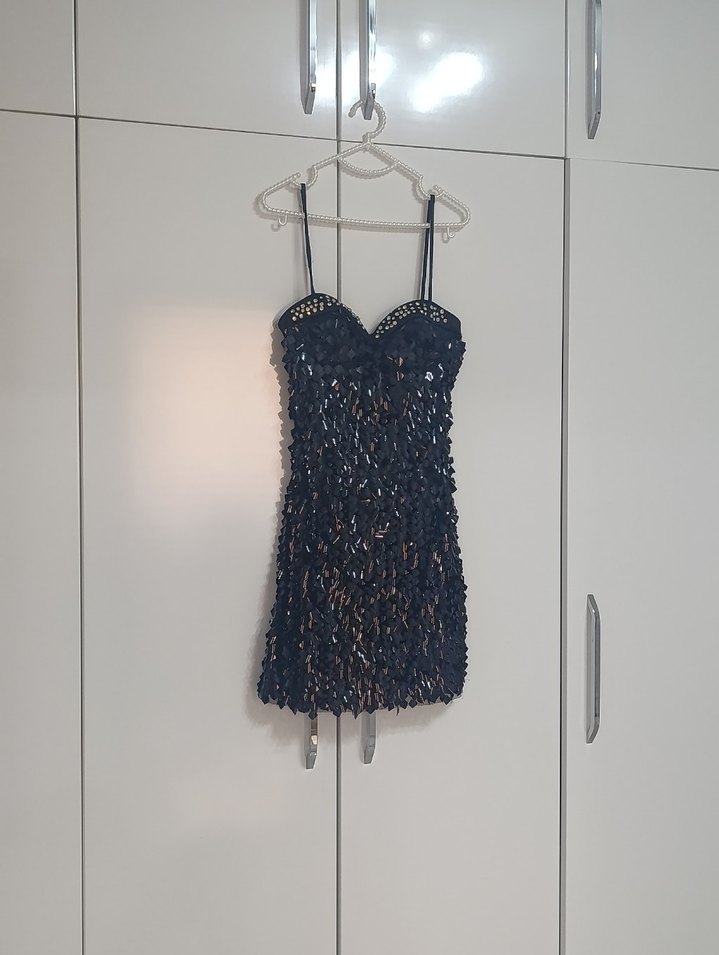 Koton Siyah Payetli Mini Abiye Elbise - Görsel 4