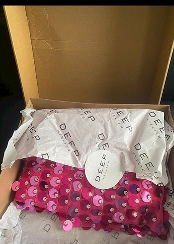 New Arriwals Pullu fuşya payetli elbise - Görsel 5