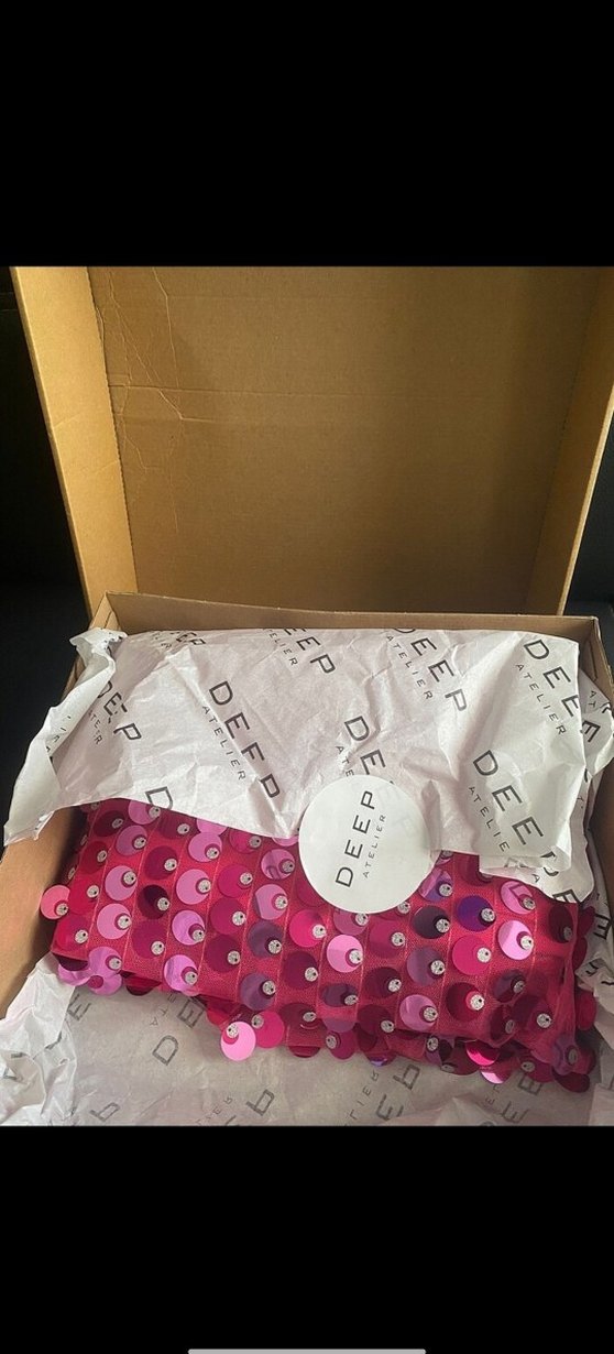 New Arriwals Pullu fuşya payetli elbise - Görsel 5